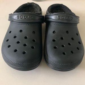 Black Fur-lined Crocs - NEVER WORN!
